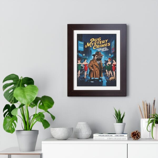 Pug Mystery Crimes Framed Vertical Poster