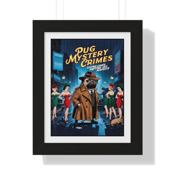 Pug Mystery Crimes Framed Vertical Poster