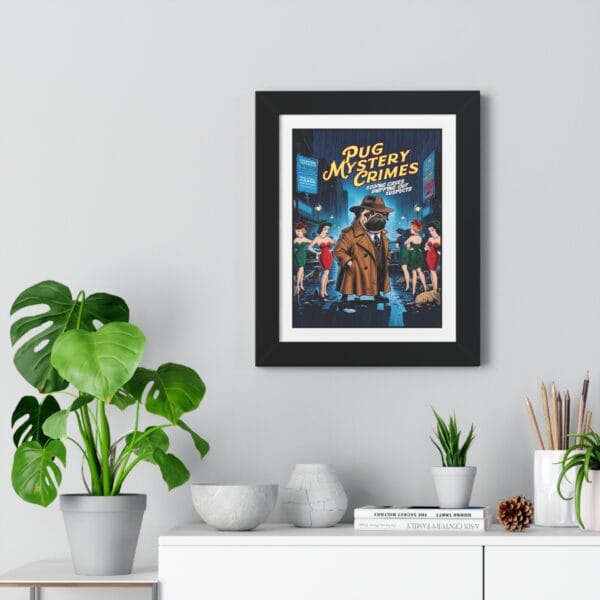 Pug Mystery Crimes Framed Vertical Poster